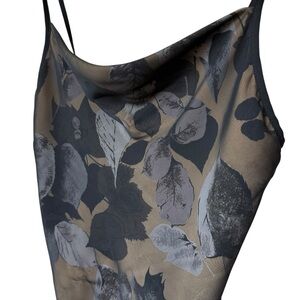 BCBG Max Azria Women's Floral Mesh Overlay Cami Top Black & Tan Size 6 Luxury